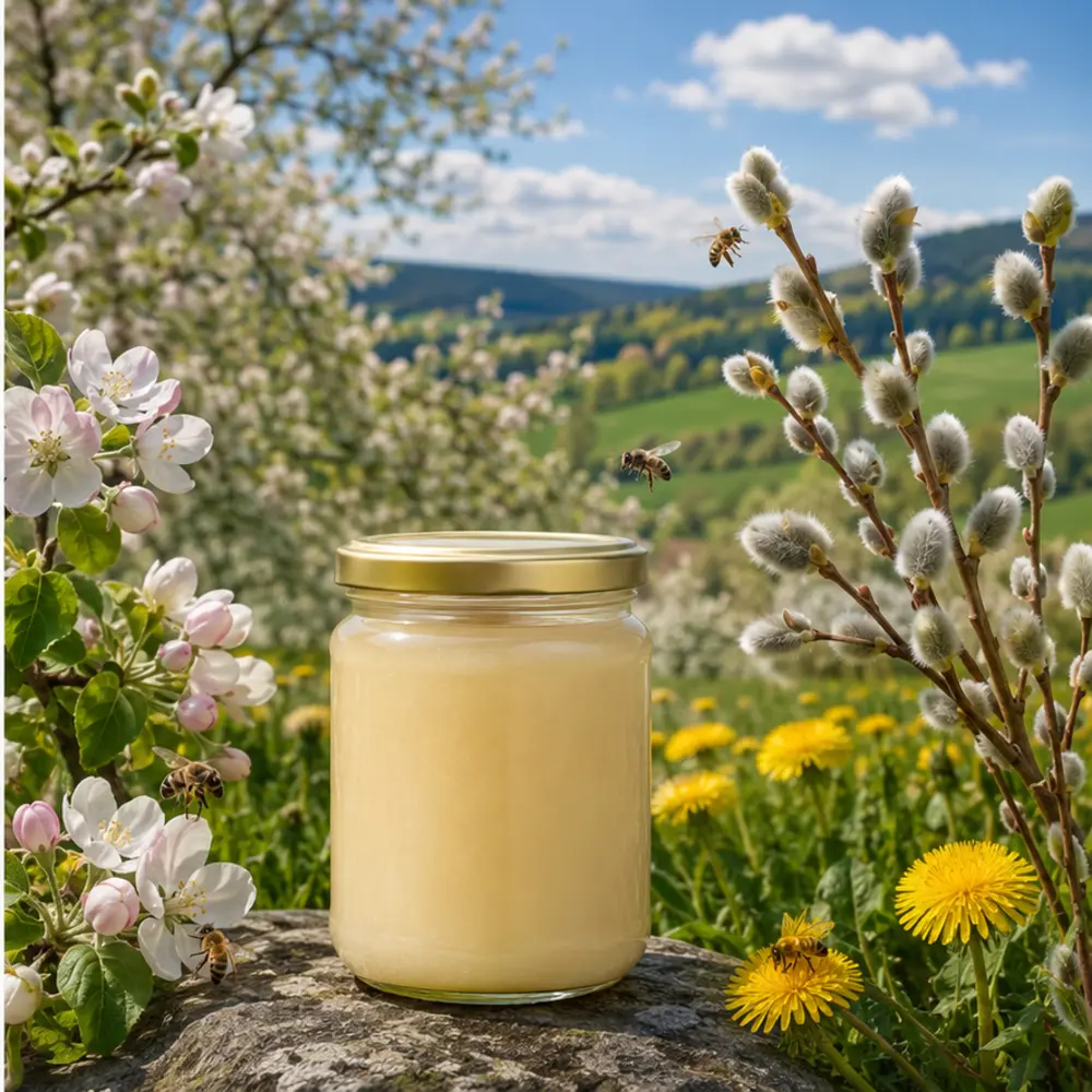 Frühtracht mit Frühlingsblüten